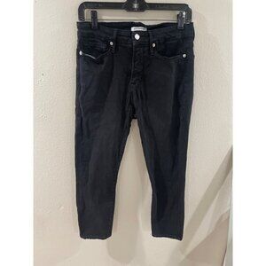 GOOD AMERICAN WOMENS Jeans Black GOOD LEGS CROPPED BLACK COTTON SIZE 10/30